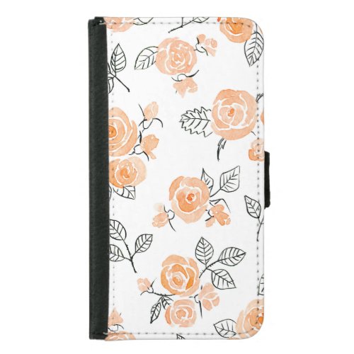 Watercolor Roses Ink White Background Samsung Galaxy S5 Wallet Case