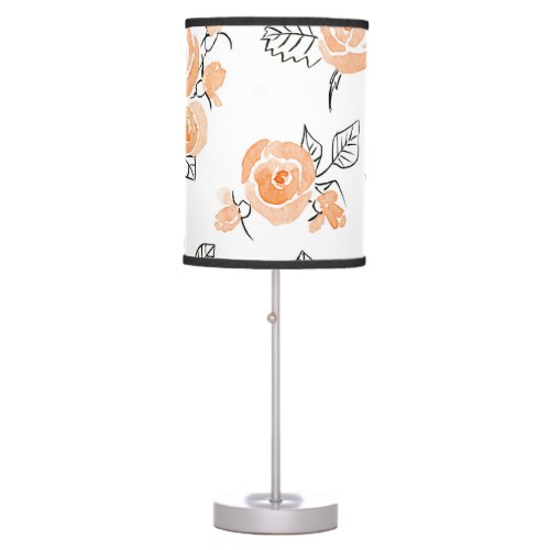 Watercolor Roses Ink White Background Table Lamp