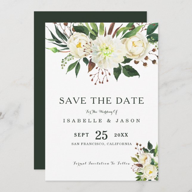 Watercolor Roses  Invitation (Front/Back)