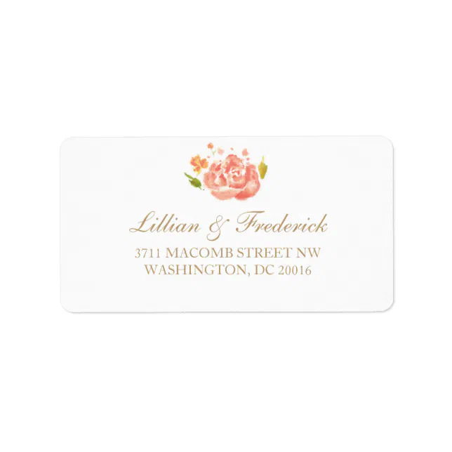 Watercolor Roses Invitation Return Address Label | Zazzle
