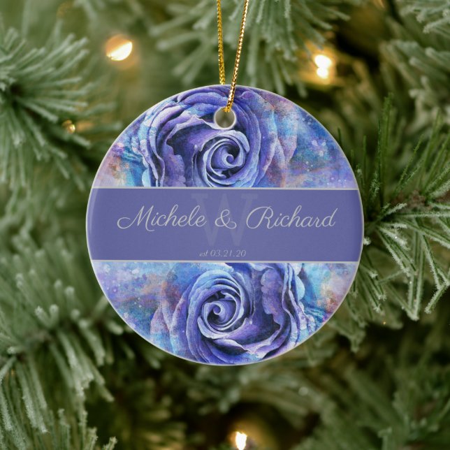 Watercolor Rose's Keepsake Ceramic Ornament (Tree)