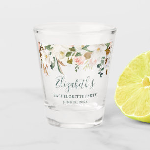 Watercolor Roses Magnolia Green Bachelorette Party Shot Glass