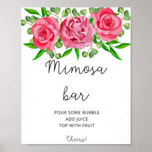 Watercolor roses mimosa bar poster