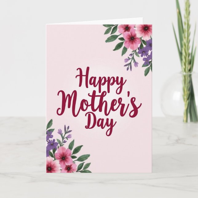 Watercolor Roses Mothers Day Card (Front)