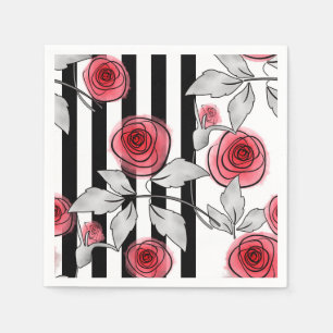 Watercolor roses napkins