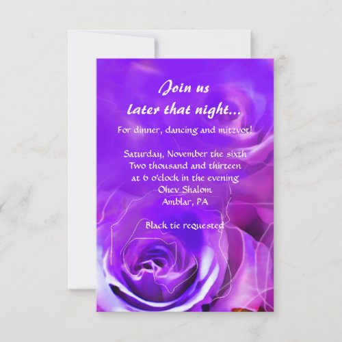 WATERCOLOR ROSES NEON Bat Mitzvah Party Card