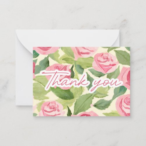 Watercolor Roses of Gratitude Thank You Note Card