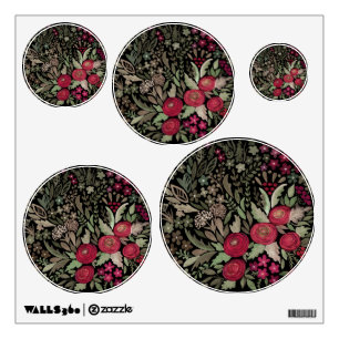 Watercolor roses, on a black background, watercolo wall decal