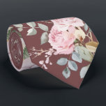 Watercolor roses on burgundy neck tie<br><div class="desc">elegant floral tie</div>