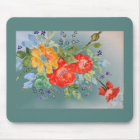 Watercolor Roses on Teal Mousepad