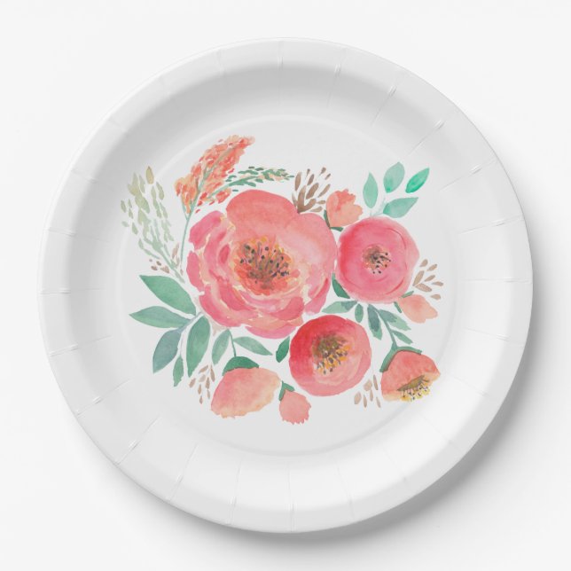 Watercolor, roses. paper plates (Front)