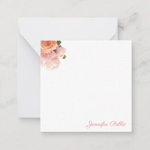 Watercolor Roses Pastel Colors Handwritten Trendy Note Card