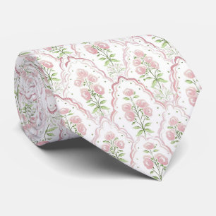 Watercolor roses pattern neck tie