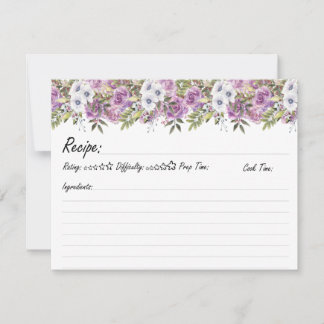 Watercolor Roses Personalized Floral Family Recipe