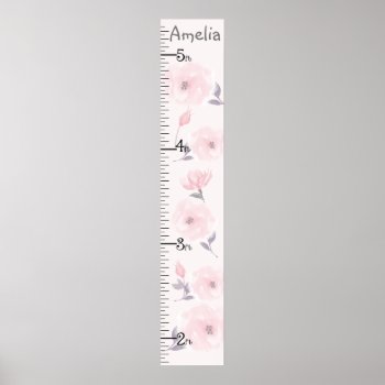 Watercolor Roses Pink Growth Chart Keep At 8x44! by Personalizedbydiane at Zazzle