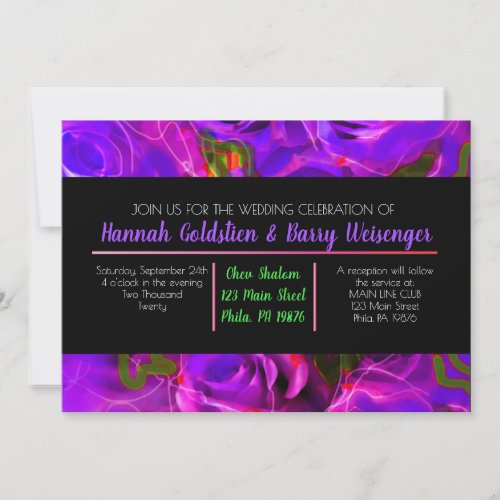 WATERCOLOR ROSES PINK NEON Wedding Invitation