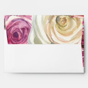 Watercolor Roses Pink & White Chic Bridal Shower Envelope