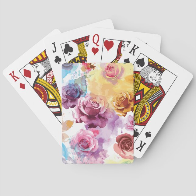 Watercolor Roses Poker Cards (Back)