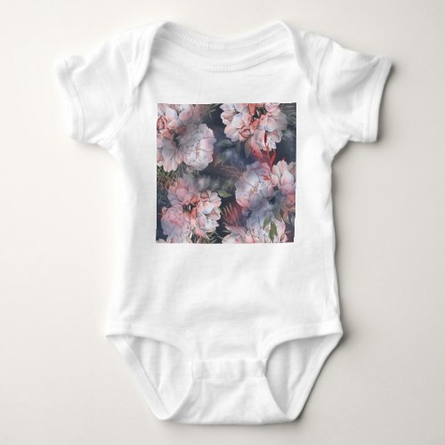 Watercolor Roses Romantic Seamless Pattern Baby Bodysuit