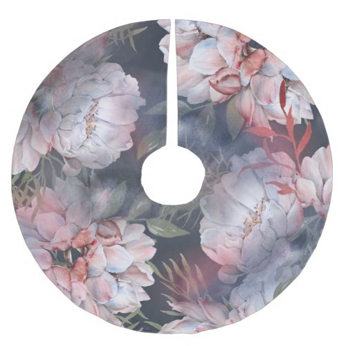 Watercolor Roses Romantic Seamless Pattern Brushed Polyester Tree Skirt
