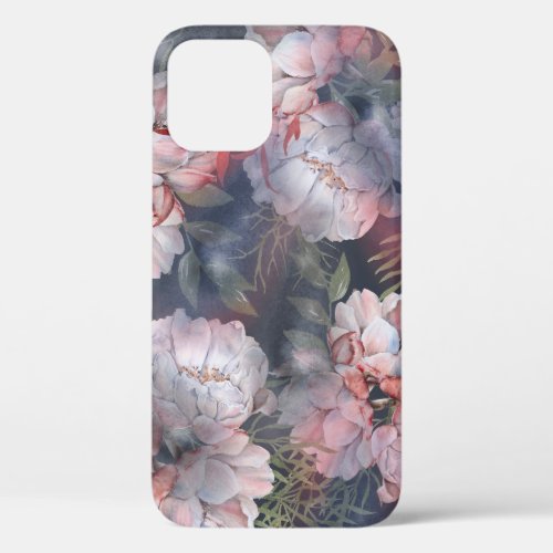 Watercolor Roses Romantic Seamless Pattern iPhone 12 Case