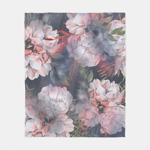 Watercolor Roses Romantic Seamless Pattern Fleece Blanket
