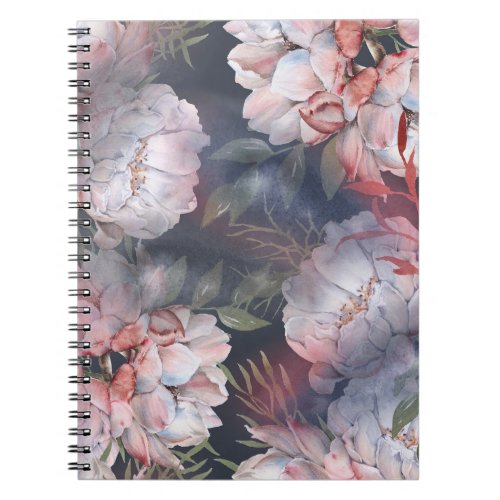 Watercolor Roses Romantic Seamless Pattern Notebook