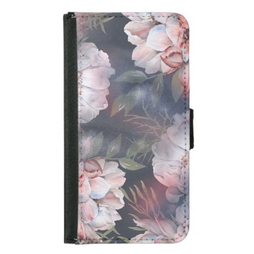 Watercolor Roses Romantic Seamless Pattern Samsung Galaxy S5 Wallet Case