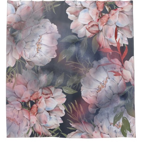 Watercolor Roses Romantic Seamless Pattern Shower Curtain