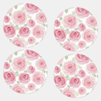Watercolor Roses Round Labels