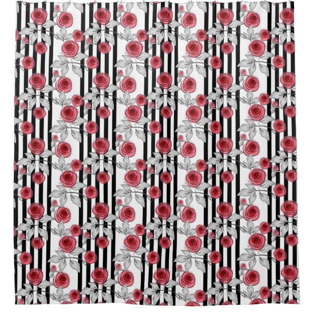 Watercolor roses shower curtain (Front)