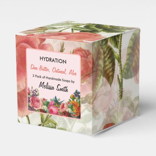 Watercolor Roses Soap Product Label Promo Box