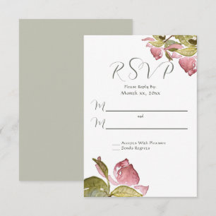 Watercolor Roses Soft Pink Wedding RSVP Card
