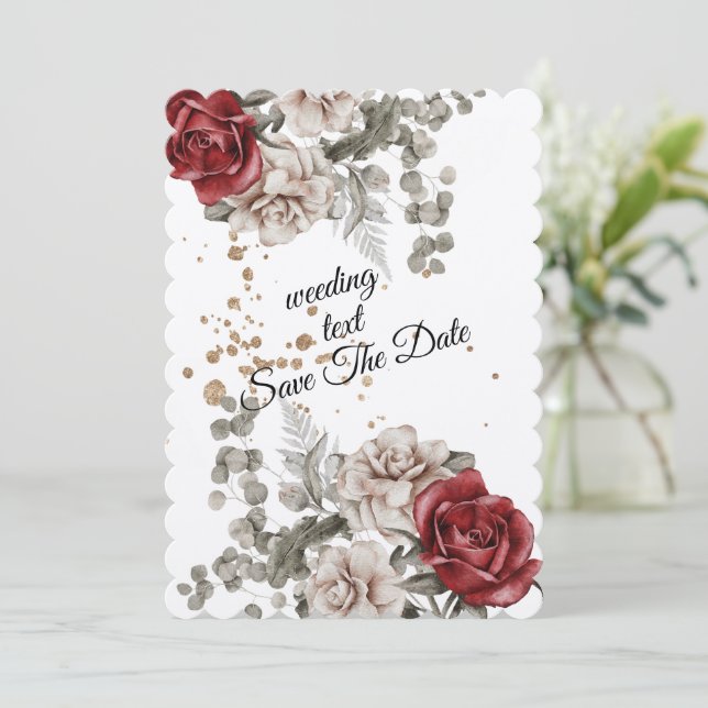 Watercolor Roses Spring Bouquet Love  Invitation (Standing Front)