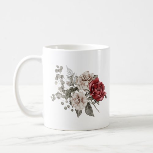 Watercolor Roses Spring Bouquet  Love Quote Coffee Mug