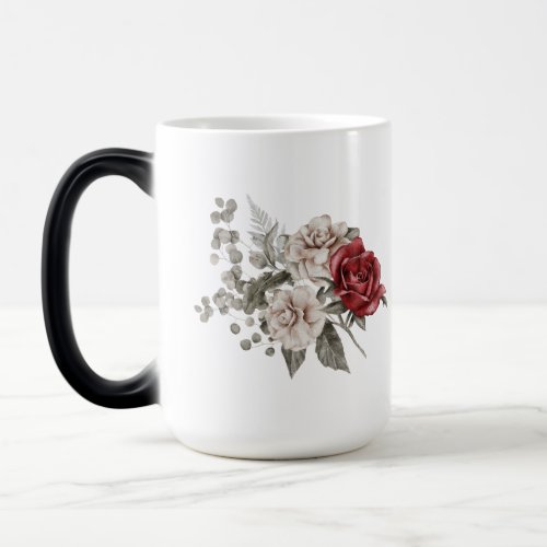 Watercolor Roses Spring Bouquet  Love Quote  Magi Magic Mug