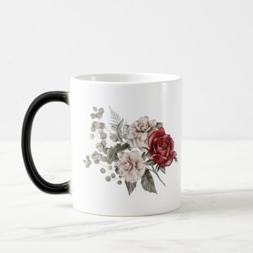 Watercolor Roses Spring Bouquet  Love Quote  Magic Mug