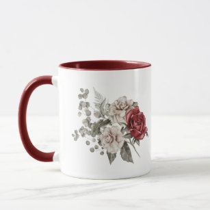 Watercolor Roses Spring Bouquet & Love Quote Two-T Mug