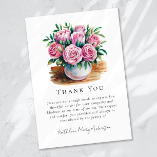 Watercolor Roses Sympathy Funeral Thank You Card