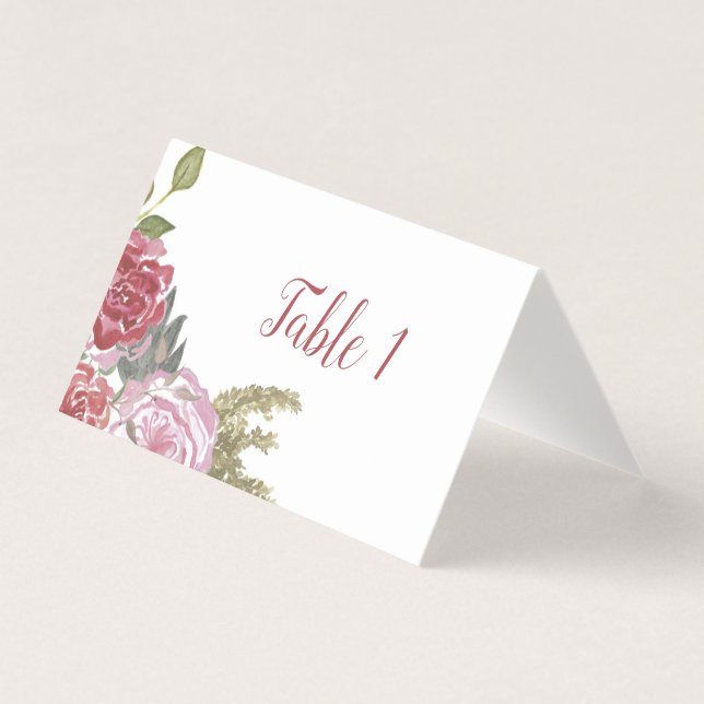 Watercolor Roses Table Cards (Front)