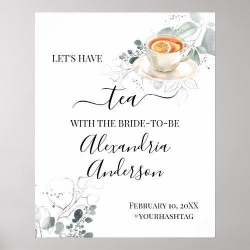 Watercolor Roses Tea Bridal Shower Welcome Sign