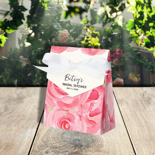 Watercolor Roses Tent Style Favor Boxes