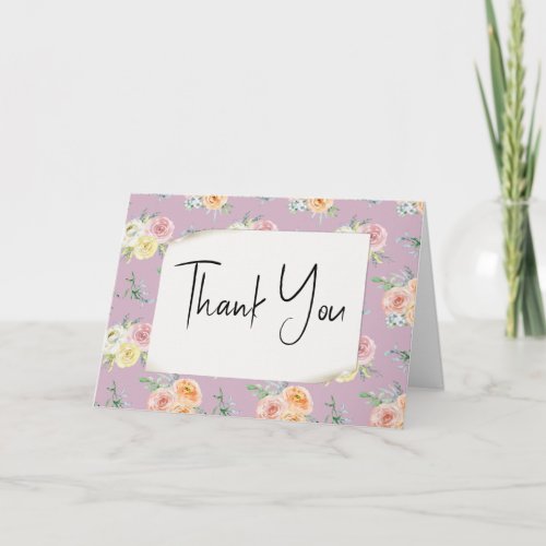 Watercolor Roses Thank You   Card