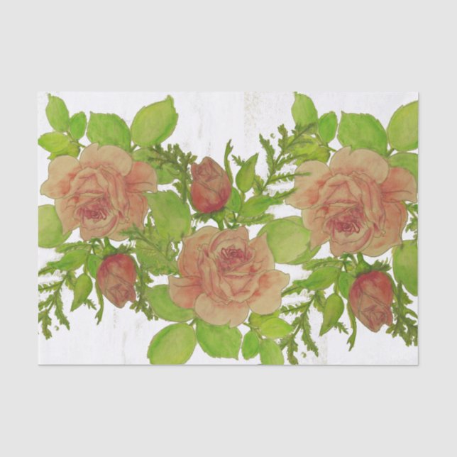 Watercolor Roses Tissue Paper (Front)