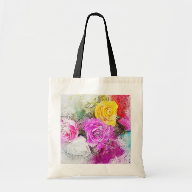 Watercolor Roses Tote Bag (Front)