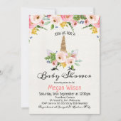 Watercolor Roses Unicorn Baby Shower Invitation (Front)
