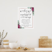 Watercolor roses unplugged ceremony sign (Kitchen)