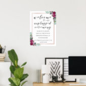 Watercolor roses unplugged ceremony sign (Home Office)
