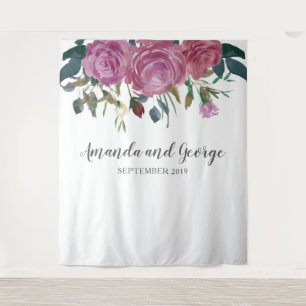Watercolor roses wedding backdrop floral
