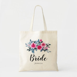 Watercolor Roses Wedding Bride Tote Bag